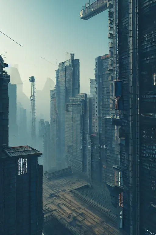 Prompt: high quality 3 d render cyberpunk mumbai, daytime, highly detailed, cinematic smooth unreal engine, lee madgwick & yuto yamada, dramatic light, long shot, low angle, uhd 8 k, sharp focus