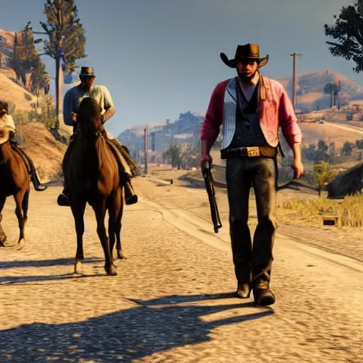 Image similar to grand theft auto v in red dead redemption 2, gta v in rdr 2