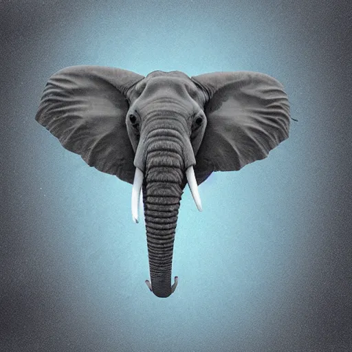 Prompt: Skydiving elephant, digital art