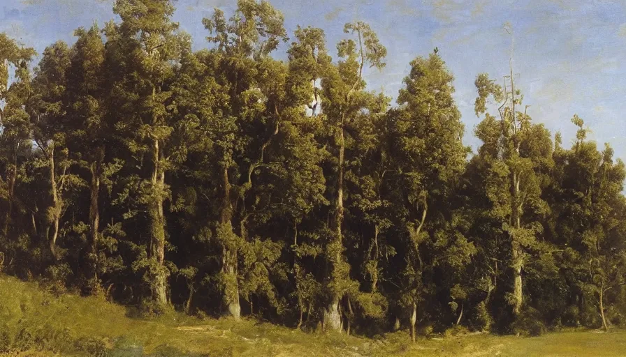 Image similar to a beautiful row of trees, blank black background by eugene von guerard, ivan shishkin, john singer sargent