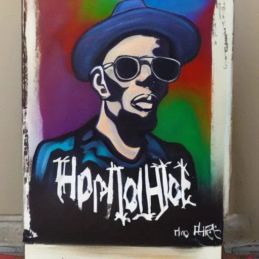 Prompt: a painting of a hip hop tombstone.