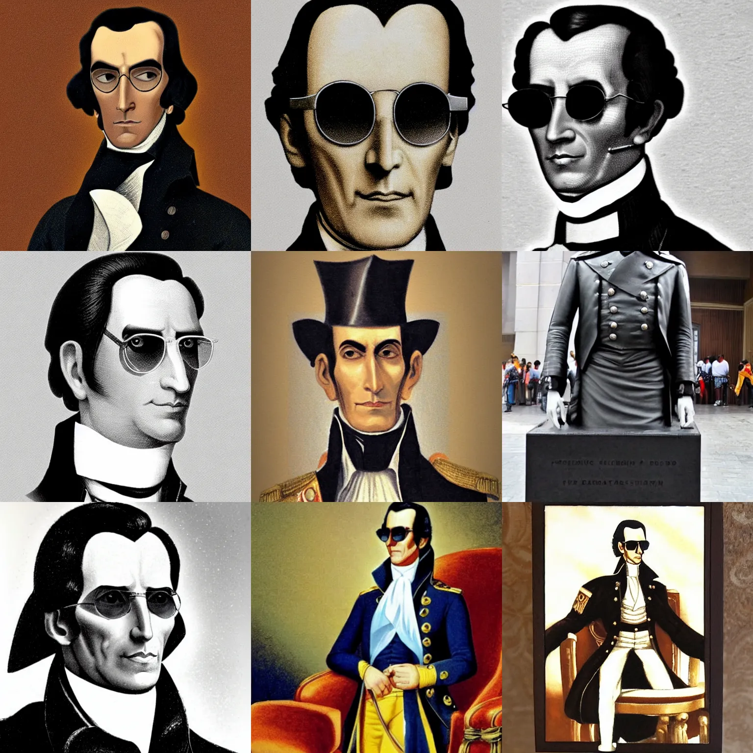 Prompt: a very cool simon bolivar with sunglasses