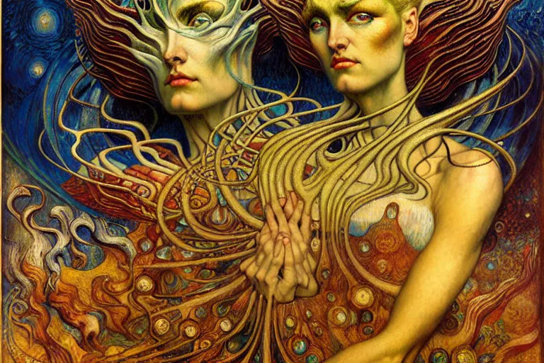 Image similar to Divine Chaos Engine by Karol Bak, Jean Delville, William Blake, Gustav Klimt, and Vincent Van Gogh, symbolist, visionary