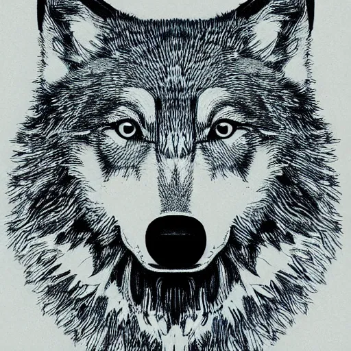 Prompt: a wolf portrait in the style of circuit board drawing