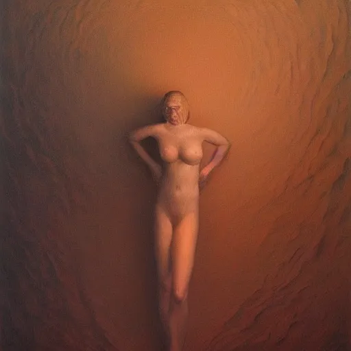 Prompt: women shows their true beautiful form by zdzisław beksiński and dariusz zawadzki, oil on canvas, 8k highly professionally detailed, trending on artstation