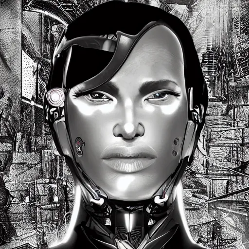 Image similar to young lady cyborg, bioorganic concept