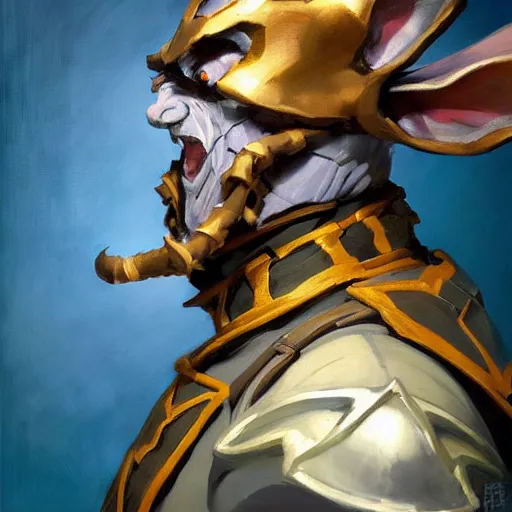 Image similar to greg manchess portrait painting of armored march hare from alice in wonderland as league of legends character splash art, medium shot, asymmetrical, profile picture, organic painting, sunny day, matte painting, bold shapes, hard edges, street art, trending on artstation, by huang guangjian, gil elvgren, ruan jia, randy vargas, greg rutkowski