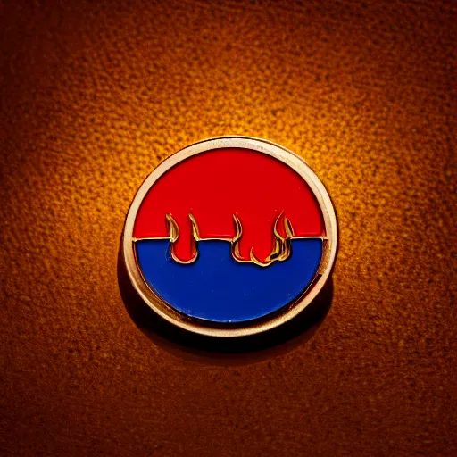 Image similar to a photo of a retro 1 9 8 0 s minimalistic simple clean fire warning enamel pin, no text, studio lighting, behance