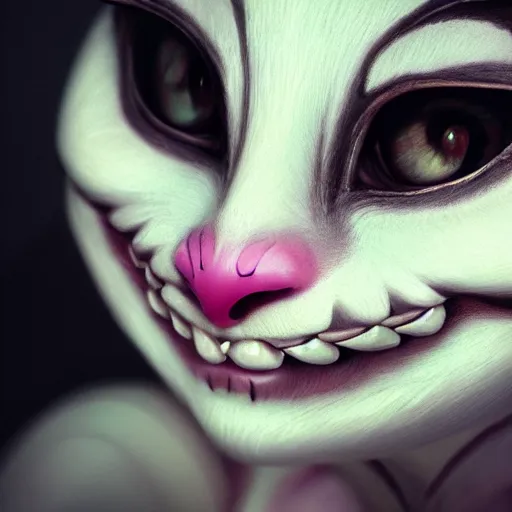 Image similar to anonymous as a cheshire cat, award winning creature portrait photography, extremely detailed, artstation, 8 k, sensual lighting, incredible art, wlop, artgerm