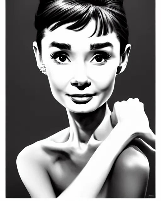 Image similar to full body character concept art of audrey hepburn | | distinct - fine, key visual, realistic shaded perfect face, fine details by stanley artgerm lau, wlop, rossdraws, james jean, andrei riabovitchev, marc simonetti, sakimichan, and jakub rebelka, trending on artstation