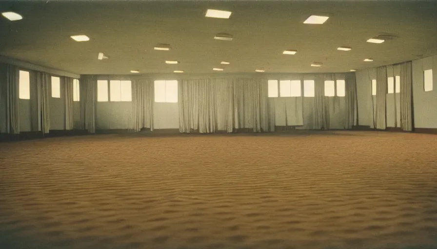 Prompt: 70s movie still of a man with elongated arms in an empty soviet ballroom, eastmancolor, heavy grain, high quality, higly detailed, liminal space