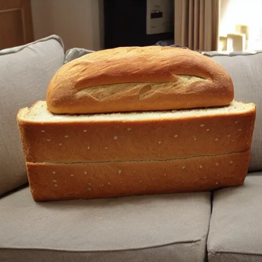 Prompt: A couch made out of bread