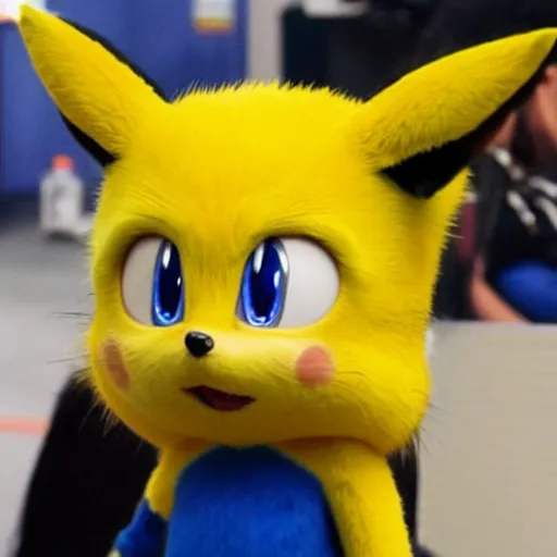 Image similar to a cross between sonic the hedgehog and pikachu