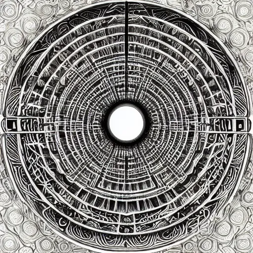 Image similar to golden ratio, circles, squares, perfection, intricate, sublime, heavenly, doorway, detailed, pencil art, spirals, colored, astronaut suite, human astronaut opening door that shows the universe illustrated by davinci