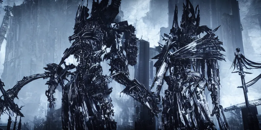 Image similar to grimdark tsutomu nihei blame biomega gothic architecture, unreal engine, 8 k, ultra realistic, ultra detail