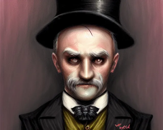 Prompt: closeup profile portrait of jack the ripper with a time machine, nicoletta ceccoli, mark ryden, lostfish, max fleischer, hyper realistic, artstation, illustration, digital paint, matte paint, vivid colors, bright, cheerful, detailed and intricate environment