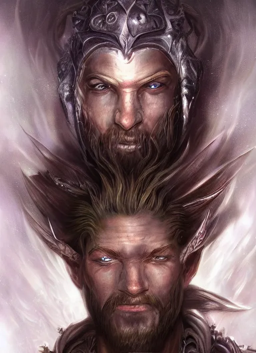 Image similar to a higly detailed airbrush fulll - size portrait painting of a fantasy character, fantasy portrait, pinterest, baldur's gate, dynamic lighting, ambient lighting, deviantart