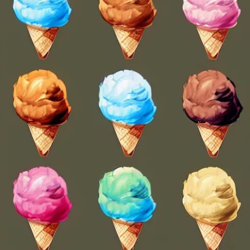 Image similar to head has the form of an ice cream ball. it is on top of an ice cream cone. colorful ink, by artgerm