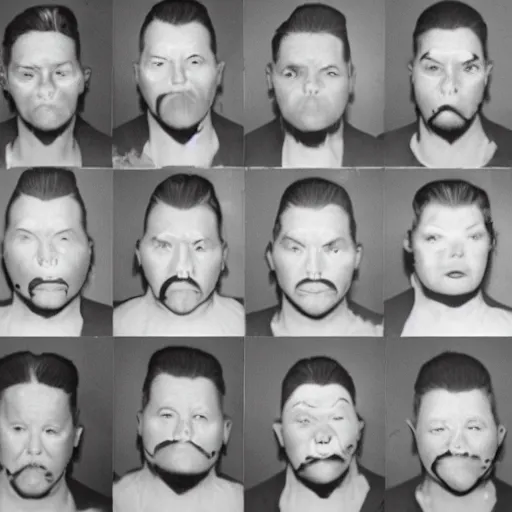 Image similar to 1940s monster mugshots