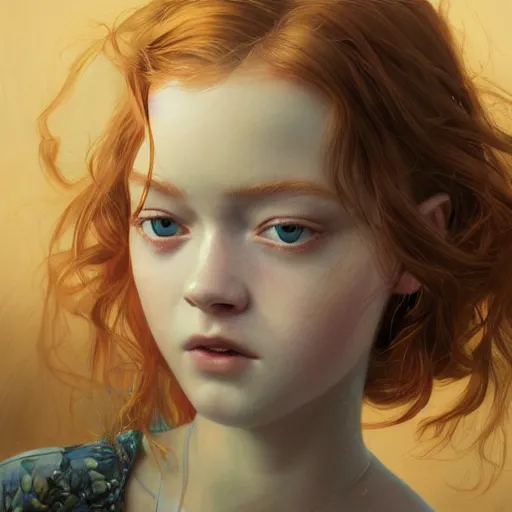 Prompt: sadie sink bitches brew, absurdly beautiful, elegant, young sensual graceful, ultrafine hyperrealistic detailed face illustration by kim jung gi, irakli nadar, sharp focus, saturated colors, octopath traveler, final fantasy, unreal engine highly rendered, global illumination, radiant light, intricate environment