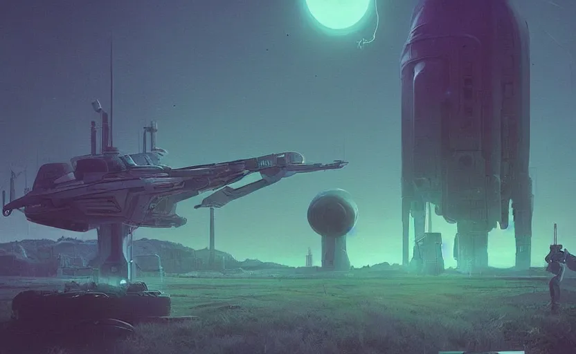 Image similar to “Alien invasion, Low level, rendered by Beeple, Makoto Shinkai, syd meade, simon stålenhag, environment concept, synthwave style, digital art, unreal engine, WLOP, trending on ArtStation, 4K UHD, image, octane render”