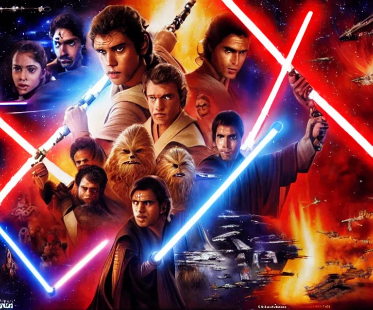 Prompt: star wars revenge of the sith as a bollywood movie, cinematic, colorful, dramatic, eccentric, 4 0 mm f / 2. 8