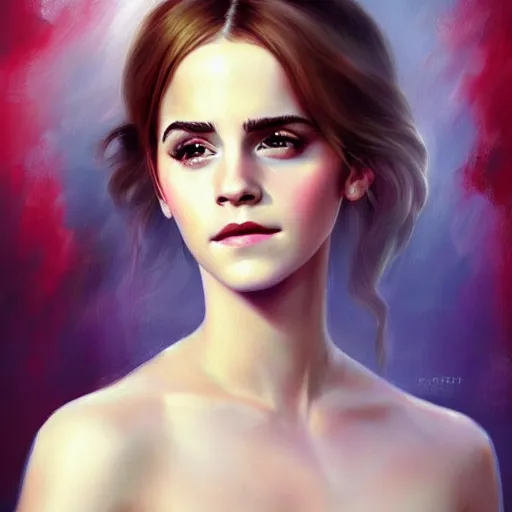 Prompt: Beautiful Painting of Emma Watson by Charlie Bowater, digital fantasy portrait