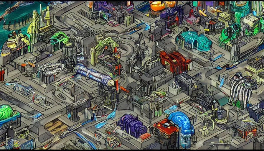 Image similar to a xenomorphic biopunk city in the style of sega genesis game