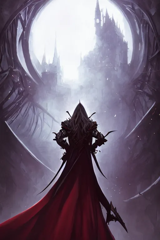 Image similar to alucard standing alone, castlevania, by stanley artgerm lau, wlop, rossdraws, james jean, andrei riabovitchev, marc simonetti, and sakimi chan, trending on artstation