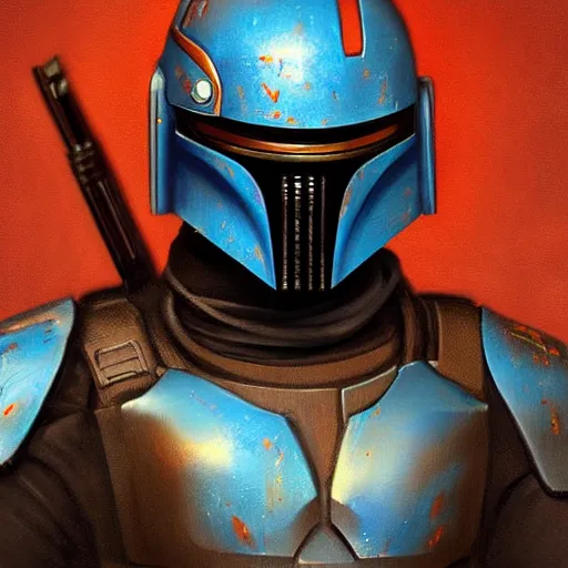 Prompt: masterpiece very detailed artwork of Jango Fett, portrait, sci fi, artstation, digital art