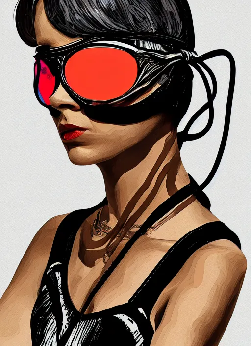 Prompt: cypherpunk fashion illustration ballerina, television sunglasses, abstract portrait, ultra detailed, fine detail