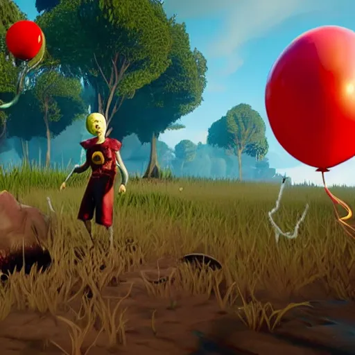 Image similar to Pennywise from it (1990) in fortnite, gameplay screenshot