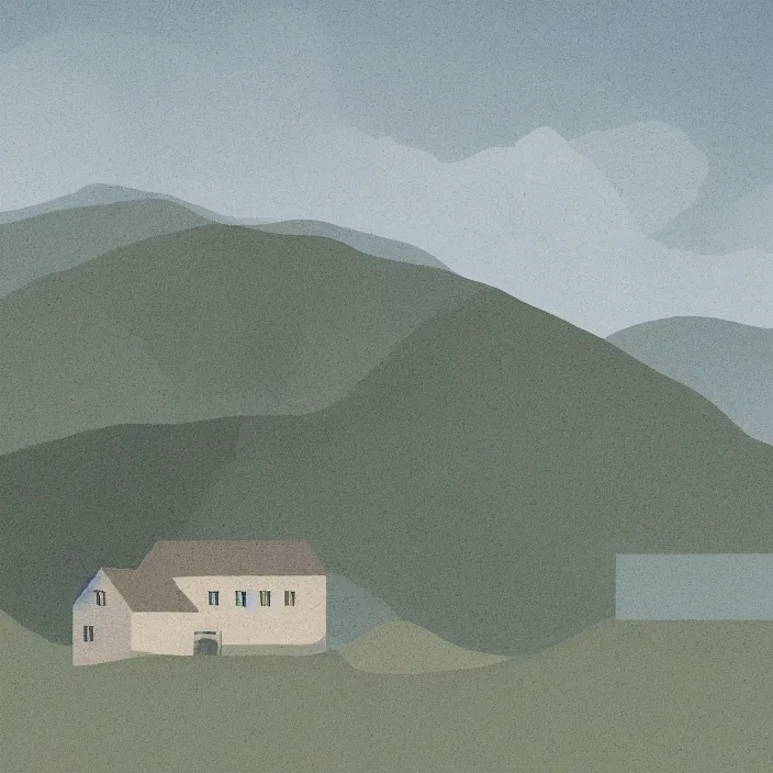 Image similar to a building in a landscape, matte illustration