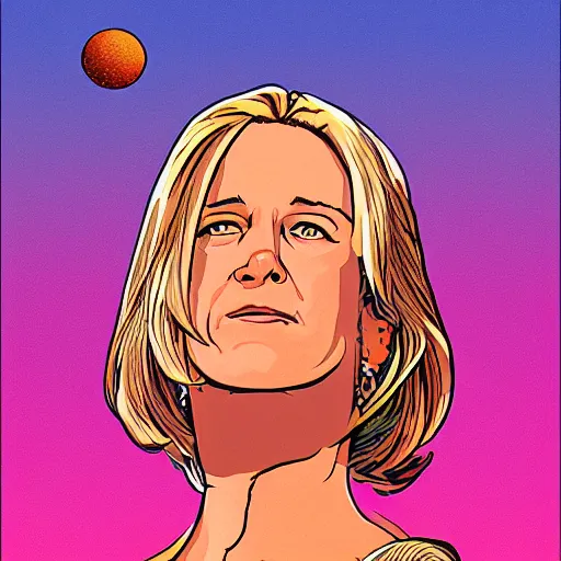 Image similar to helen hunt retro minimalist portrait! moebius starwatcher comic by jean giraud, portrait 8 k