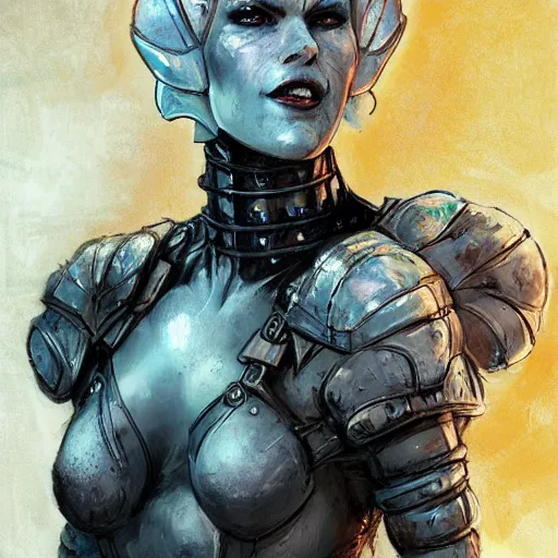 Prompt: mister freeze as an attractive young smiling woman played by milla jovovich wearing a mushroom crown and heavy armoured wedding dress, face portrait, hd shot, digital portrait, elegant, beautiful, fantasy art, artstation, comic style, by artgerm, guy denning, jakub rozalski, magali villeneuve and charlie bowater