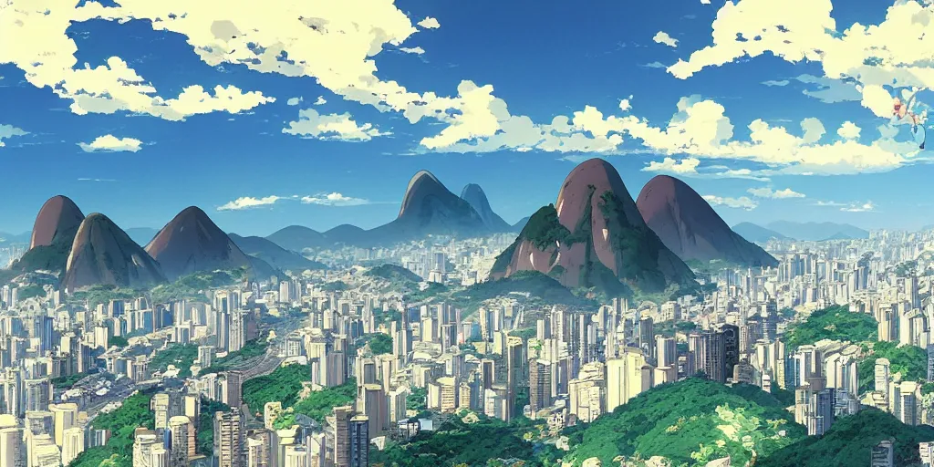 Prompt: rio de janeiro in an anime film, directed by makoto shinkai, cinematic, key visual, highly detailed, sharp focus