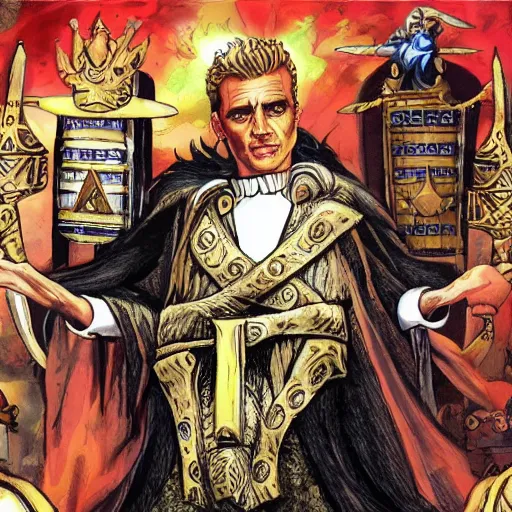 Image similar to jordan peterson as the god - emperor of mankind