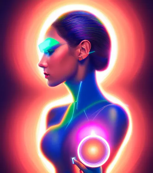 Image similar to symmetry!! latin princess of technology, solid cube of light, hard edges, product render retro - futuristic poster scifi, lasers and neon circuits, beautiful woman latin princess, intricate, elegant, highly detailed, digital painting, artstation, concept art, smooth, sharp focus, illustration, dreamlike, art by artgerm