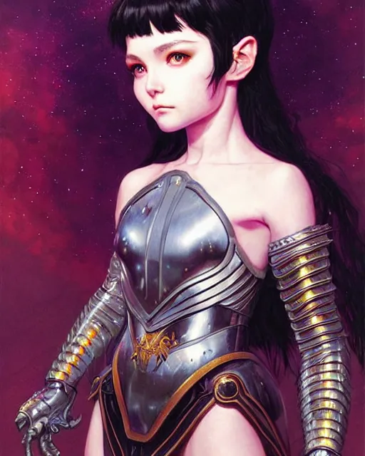 Image similar to beautiful cute young maiden girl with short white hairs in warhammer armor, art by ( ( ( kuvshinov ilya ) ) ) and wayne barlowe and gustav klimt and artgerm and wlop