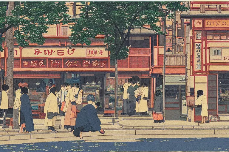 Prompt: paris trip of hasui kawase