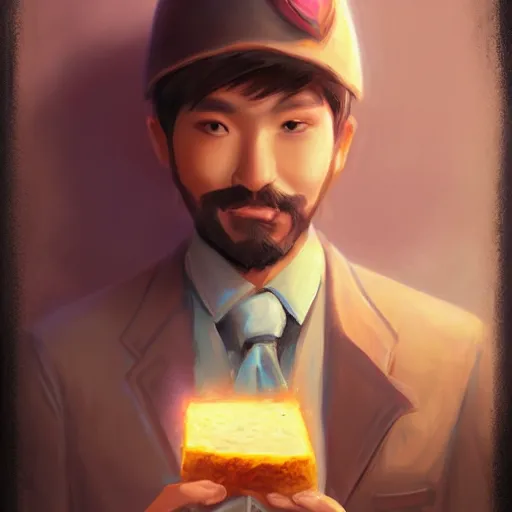 Prompt: portrait of streamer disguised toast, matte painting by ross tran, artstation