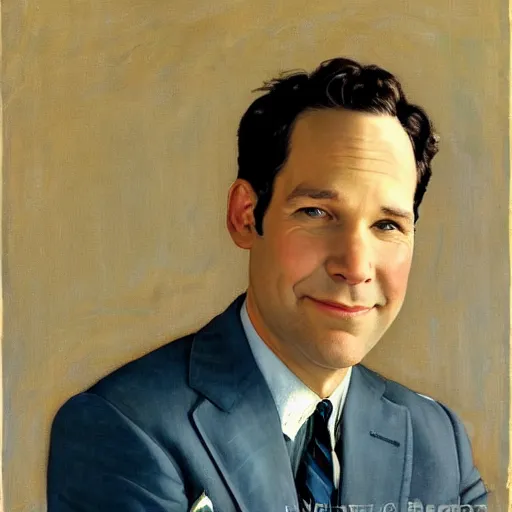 Prompt: Paul Rudd portrait painted by Norman Rockwell