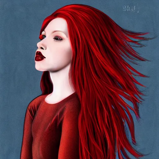 Prompt: a digital art painting of a red haired teen witch, hyperealism, award winning