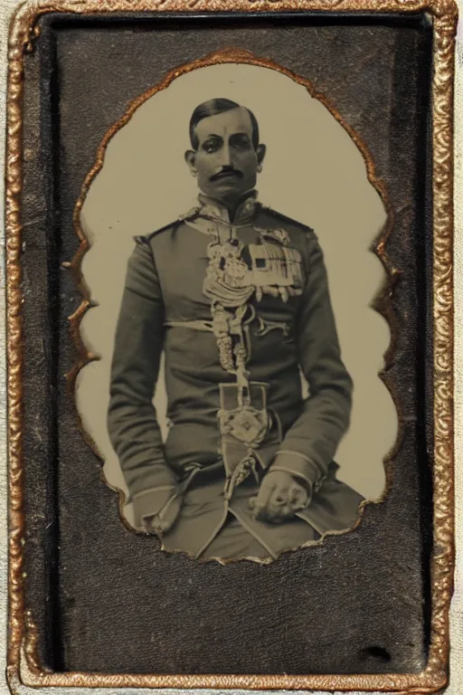 Prompt: a tintype photo of the sultan of india