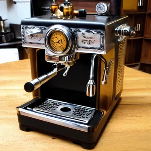 Image similar to steampunk espresso machine