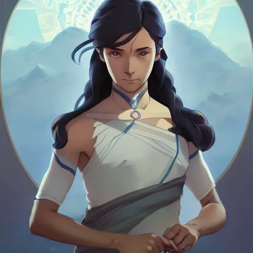 Image similar to beautiful young maiden Avatar Korra, innocent, intricate, elegant, highly detailed, Legend of Korra, digital painting, artstation, concept art, smooth, sharp focus, illustration, art by artgerm and greg rutkowski and alphonse mucha