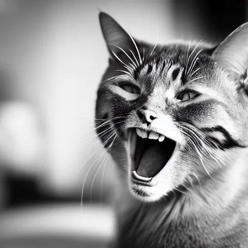 Image similar to Cat laughing hard at a joke, trending on fiverr, 40nm lens, shallow depth of field,