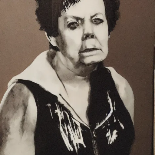 Prompt: gritty punk portrait of ann veal played by mae freeman