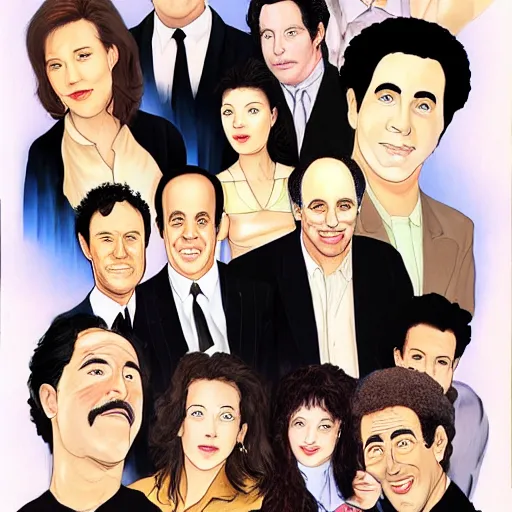 Image similar to the cast of seinfeld, by jeehyung lee