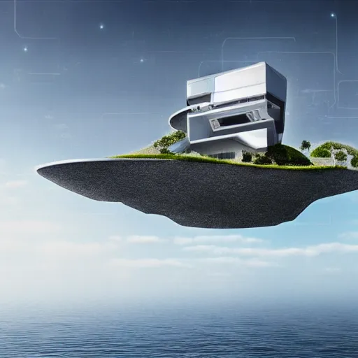 Image similar to Photo of a futuristic cybernetic house on a cliff